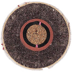 A top-down view of a Rawlings RLLB Little League baseball, showing its white leather cover, red stitching, and circular center logo.