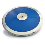 PORTaPit Challenger discus featuring a blue side panel and a metallic rim, viewed from a high-angle perspective.