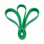 Green resistance loop bands bundled with a pink band, fanned out against a white background.