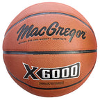 A MacGregor X6000 composite basketball in orange with black seams, centered against a white background.