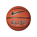 Nike Elite Tournament basketball in orange with a black Nike swoosh and white text, centered on a white background.