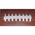 Close-up of a brown leather Spalding Alpha football featuring white textured laces centered on the ball.