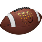 Wilson GST Speedskin football on white background, angled view.