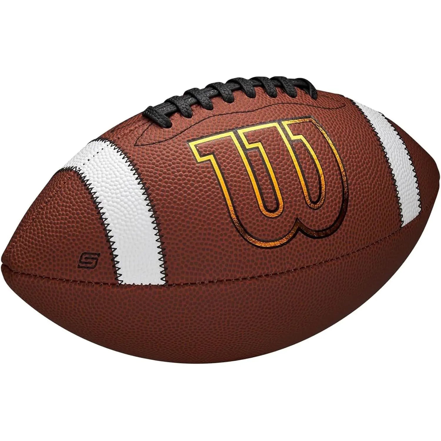 Wilson GST Speedskin football on white background, angled view.
