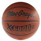 A brown, textured MacGregor X6000 SL indoor/outdoor basketball centered against a white background.