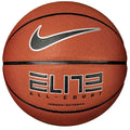 Nike Elite All Court 2.0 basketball in orange with a black Nike swoosh and bold lettering, centered on a white background.