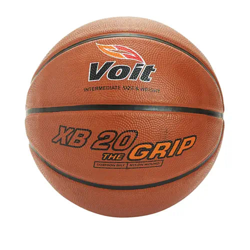 Voit XB 20 The Grip basketball in brown with black seams, centered on a white background.