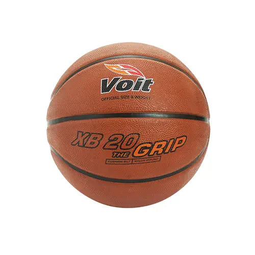 A brown Voit XB 20 The Grip indoor/outdoor basketball shown from a front-facing, centered angle.