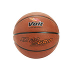 A brown Voit XB 20 The Grip indoor/outdoor basketball shown from a front-facing, centered angle.