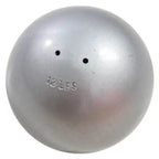 A silver 12-pound Nelco shot put ball shown from a front-facing angle.