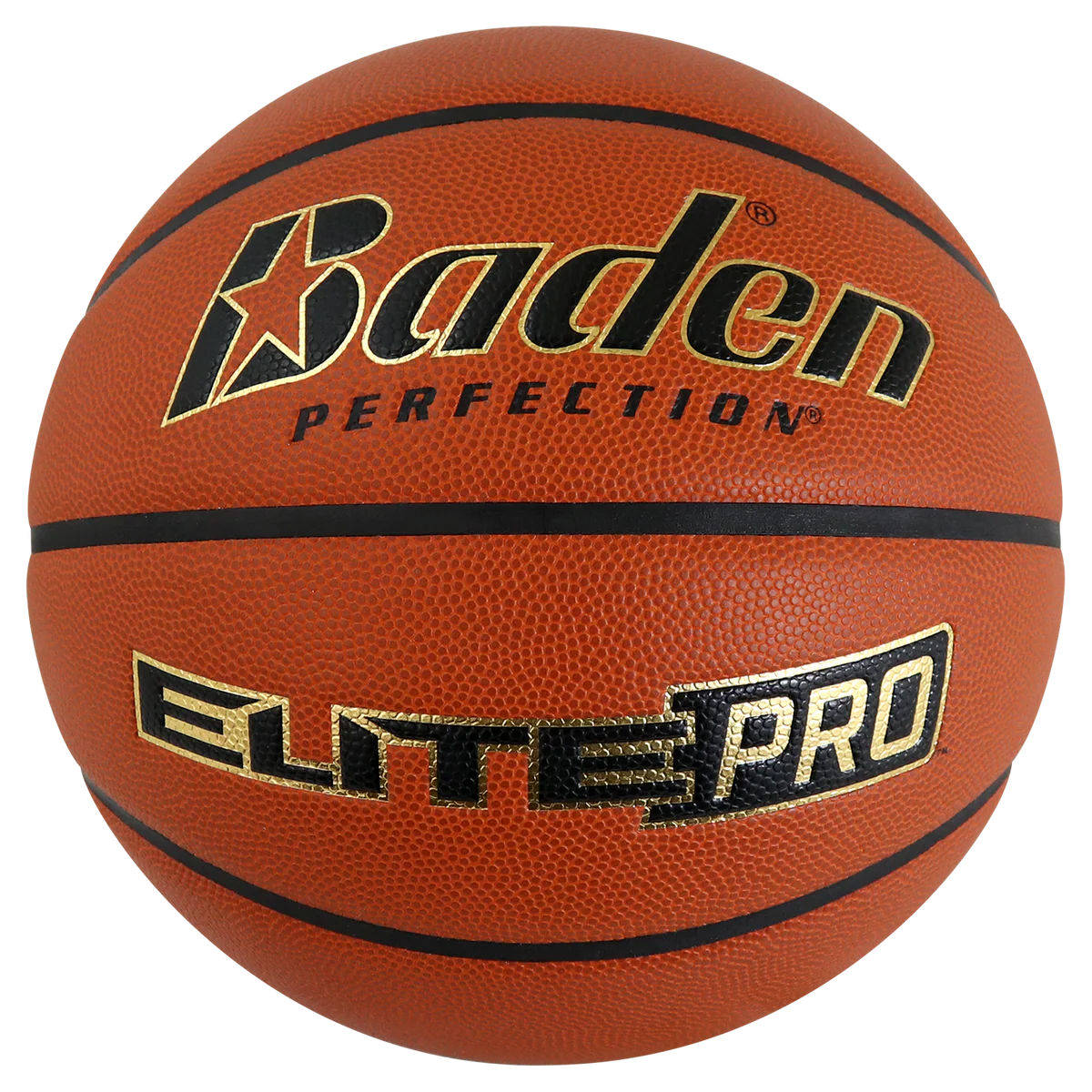 Basketball with Baden Perfection and Elite Pro branding on a white background