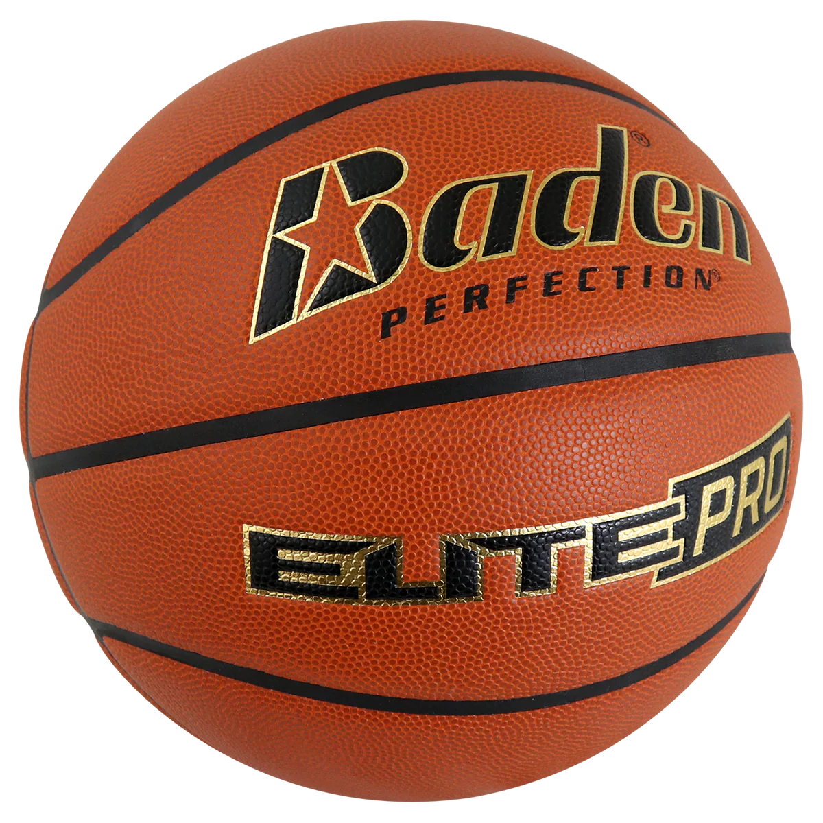 Basketball with Baden Perfection and Elite Pro branding on a white background