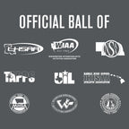 Logos of various high school sports associations on a gray background with 'Official Ball Of' text.