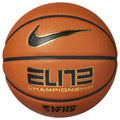 An orange basketball with black and gold Nike branding, featuring the text 'ELITE CHAMPIONSHIP' and 'NFHS'.