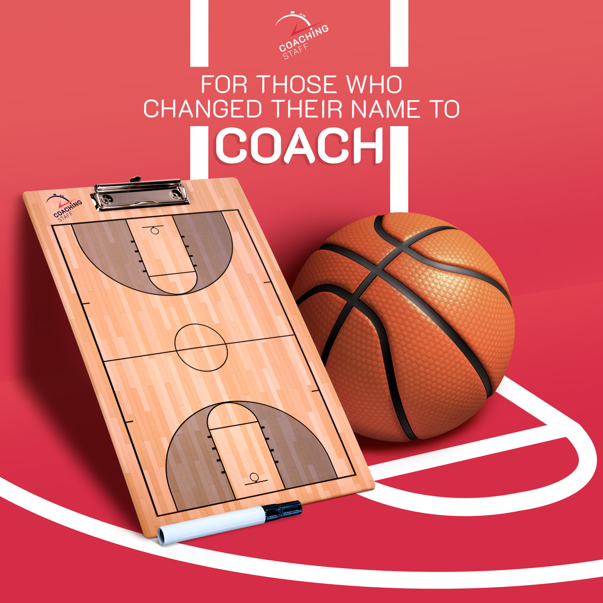 CoachingStaff Ultra-Thick Pro Basketball Coaching Clipboard w/Marker and Dual Clips