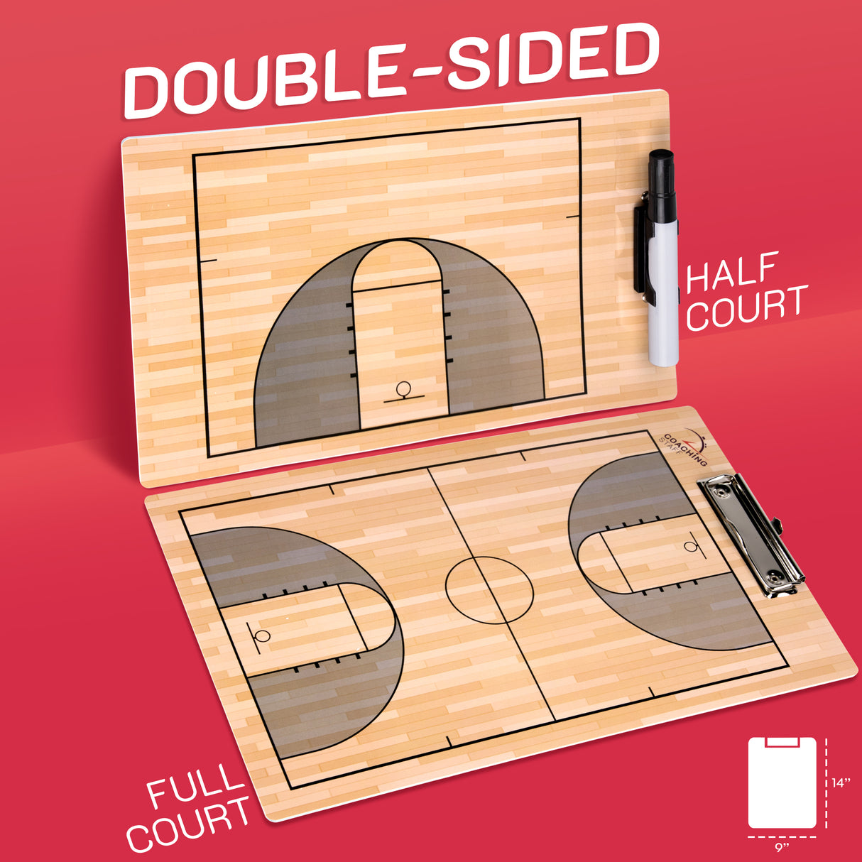 CoachingStaff Ultra-Thick Pro Basketball Coaching Clipboard w/Marker and Dual Clips